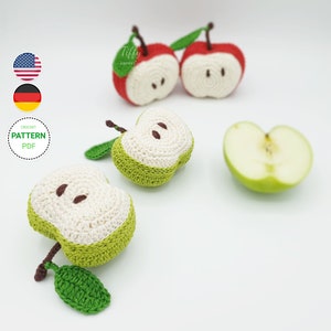 Half Apple for Grocery Store Accessories | Fruit and Vegetable Crochet Pattern (EN&DE) PDF File Instant Download