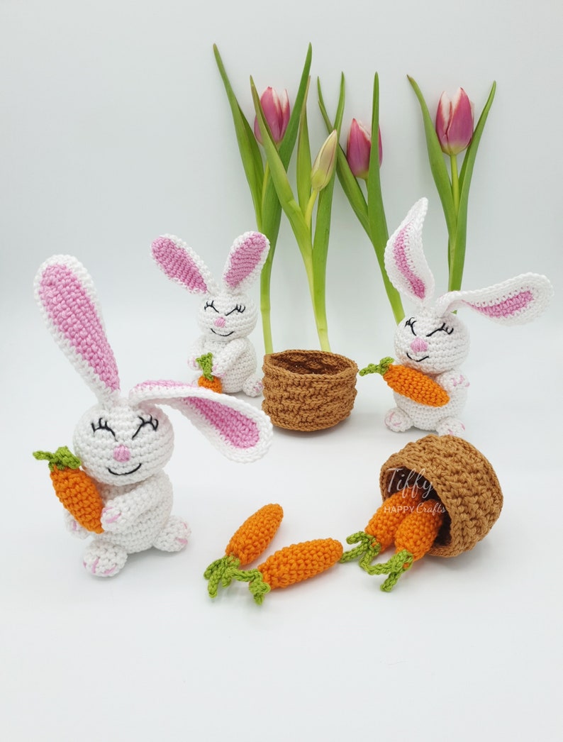 Bunny Set-The Cute Bunny Family Amigurumi Easter Crochet PATTERN PDF in English and German image 2