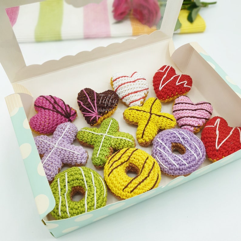 Valentine's Day Mini Donuts X, O and Heart Shape Crochet pattern EN&DE PDF file Instant download image 3