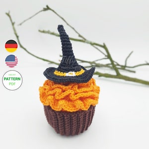 Halloween Witch Hat Cupcake Crochet Pattern (EN&DE) PDF File | Instant Download