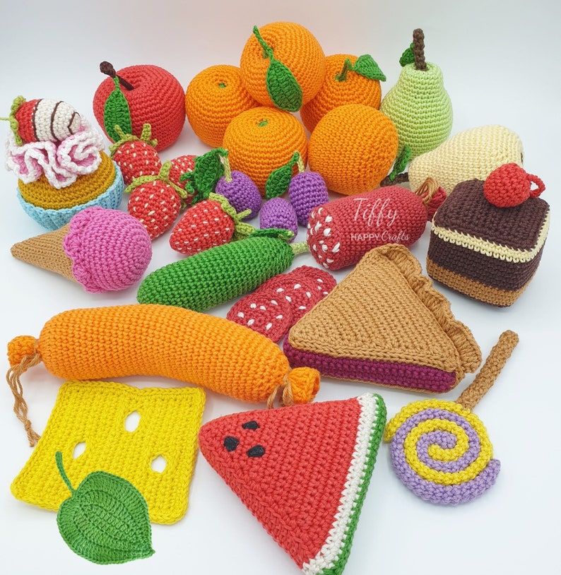 Set-The Gluttonous Caterpillar Nutrition Complete What the Gluttonous Caterpillar has eaten Crochet pattern EN&DE PDF file Instant download image 2