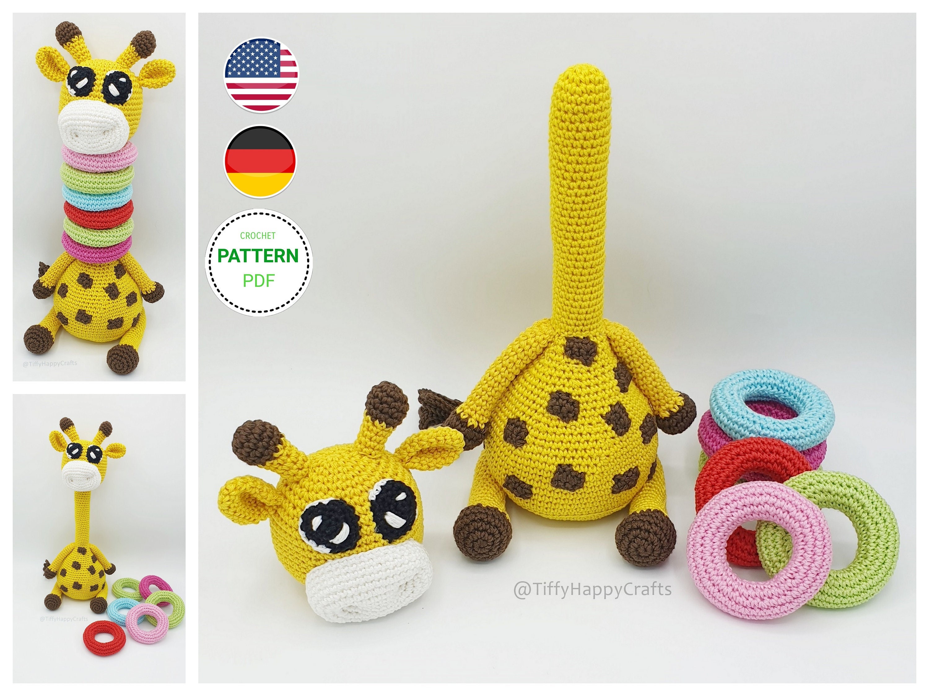 Tiffy the Lovely Giraffe Stacking Toy Amigurumi Crochet - Etsy
