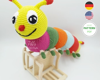 The simple and cute caterpillar crochet pattern (EN&DE) PDF file | Instant download