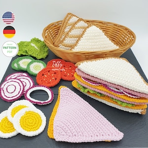 Triangle Sandwich Play Set | Amigurumi Crochet Play Food Pattern PDF in English and German