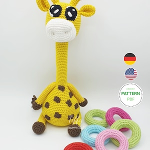 Tiffy the cute giraffe stacking tower crochet pattern (EN&DE) PDF file Instant download