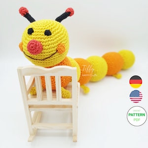 The simple and cute caterpillar crochet pattern (EN&DE) PDF file | Instant download