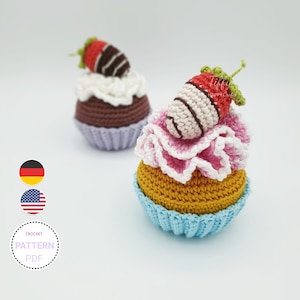 Strawberry Cupcake Crochet Pattern (EN&DE) PDF File | Instant Download