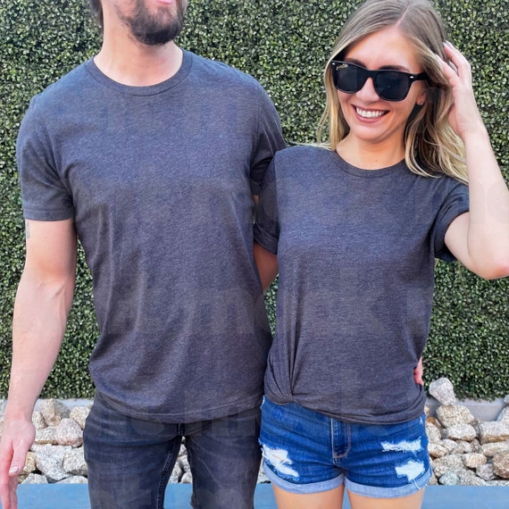 Couple Shirt Mockup, Bella Canvas 3001 Model Mockup Dark Grey Heather, Couples Mock, Couples Model Mockup, Double Shirt mock