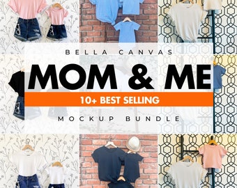 Mommy and Me Bella Canvas Bundle 3001, 3001T, and 100B T-shirt Mockup Bundle, Mom and Toddler Bella Canvas Mockup, Family Mock-Up Shirt