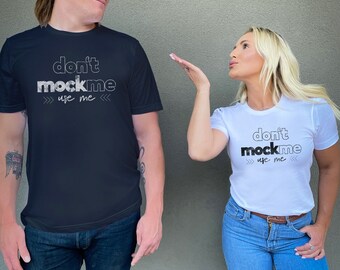Paar Shirt Mockup, Bella Canvas 3001 Model Mockup, Bruidsshirt Mockup, Wit en Zwart Bella Canvas Mockup, Dubbel Shirt Mock