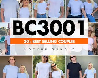 Bella Canvas 3001 Mockup Bundle Couple Shirt Mockup Bundle Couples Mock Cute Couple Model Mockup Double Shirt mock