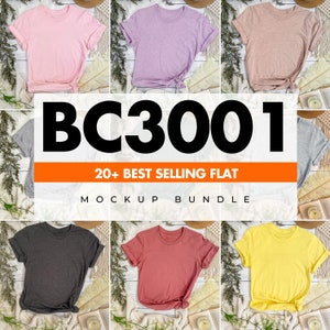 Bella Canvas 3001 Tshirt Mockup Bundle, Bella Canvas 3001 Hanging Mockup, Trendy Mockup, T-Shirt Mockup, Boho T-shirt Mockup