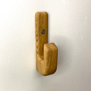 Towel hook “Steve” made of oak wood for gluing or screwing including mounting material