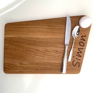 Breakfast board oak with individual engraving, cutting board, board personalized, epoxy resin coffee, breakfast, board, image 1