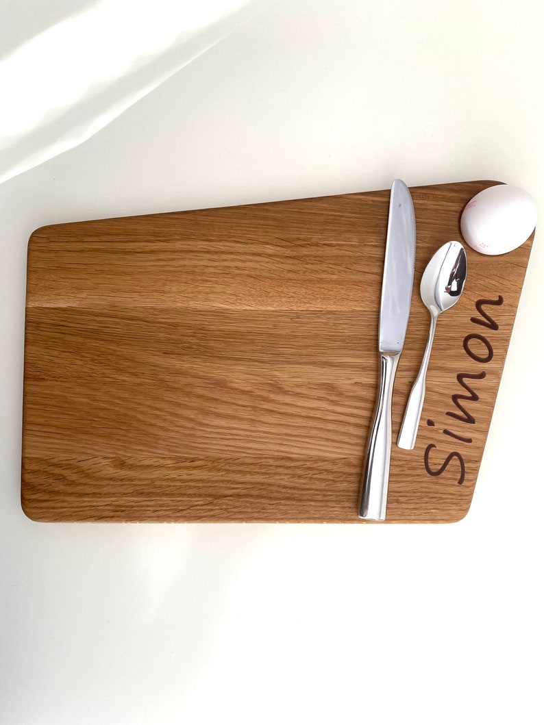 Breakfast board oak with individual engraving, cutting board, board personalized, epoxy resin coffee, breakfast, board, image 1