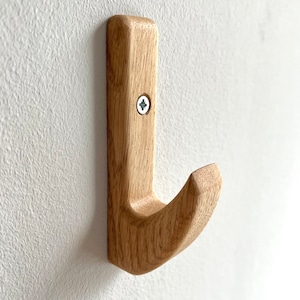 Towel hook “Sam” made of oak wood for gluing or screwing including mounting material