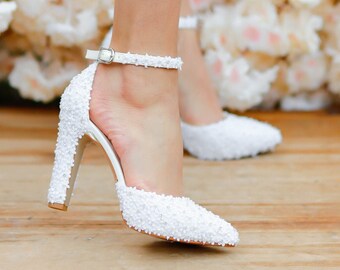 chunky heel wedding shoes