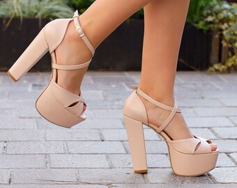 5 inch block heels