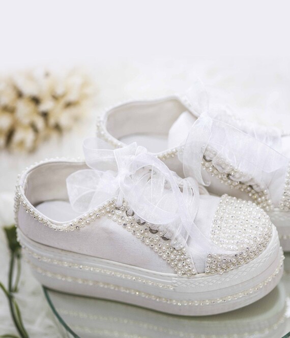 Weddy Pearl Cool Mode Converse Wedding Bridal Sneakers | Etsy