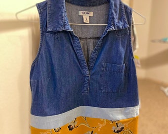 Upcycled Denim Sleeveless Top