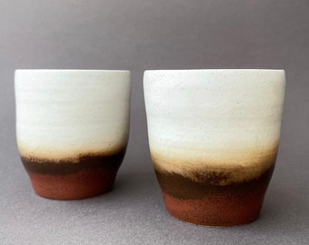 MARS RED & CHALK Handmade Ceramic Japanese Tea Cups