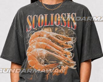 Shrimp Scoliosis Meme Shirt, Funny Y2K Aesthetic Graphic Tee, Ironic Streetwear Gift for Meme Lovers, Gen Z Humor Tee, Halloween Gift FD