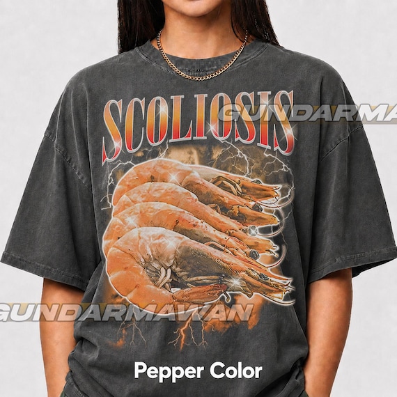 Shrimp Scoliosis Meme Shirt, Funny Y2K Aesthetic Graphic Tee