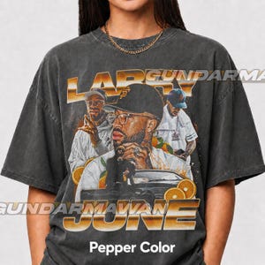 Larry June Unisex Softstyle T-shirt, Present till kvinnor och män Unisex T-shirt, Vintage Hiphop T-shirt, Orange Tryckt T-shirt | Timnas FD