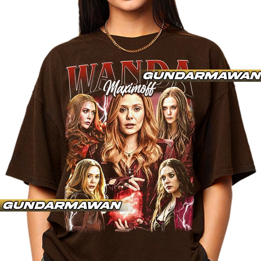 トップス Ameri VINTAGE SCARLET ART TEE Wanda Maximoff Shirt Scarlet Witch T Shirt, Marvel Fan Art Tee