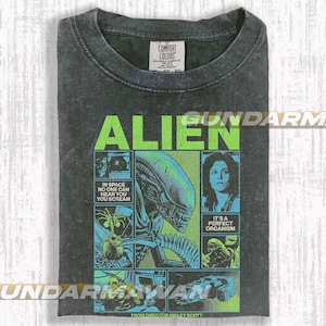 Chemise de film vintage Alien 1979, T-shirt de film d'horreur rétro, délavé noir délavé, chemise d'horreur Alien dans l'espace, chemise de science-fiction rétro, cadeau RZ