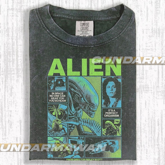Alien 1979 Vintage Movie Shirt, Retro Horror Movie T Shirt Faded Black Wash Shirt, Alien In Space Horror Shirt, Retro Sci Fi Shirt, Gift RZ