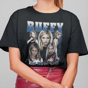 Camiseta de Buffy la cazavampiros, camiseta de película de terror de los 90, camiseta de Halloween, camiseta de película de terror, camiseta retro personalizada vintage, camisetas gráficas unisex