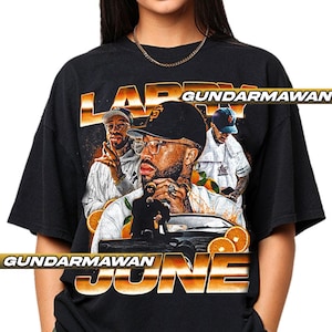 Camiseta unisex de estilo suave de Larry June, ideal para mujeres y hombres. Camiseta unisex vintage de hip hop con estampado naranja. Timnas.