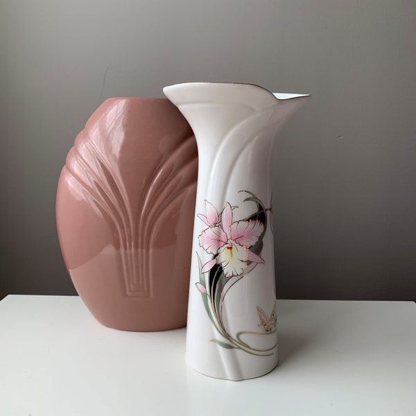 Vintage Iris & Butterfly Vase Japan