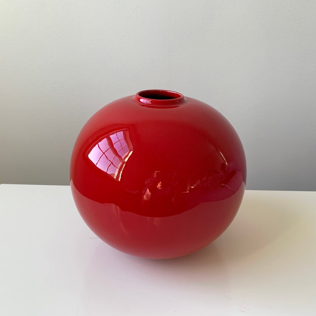 Vintage Giancarlo Gabbianelli Ball Vase Red Etsy