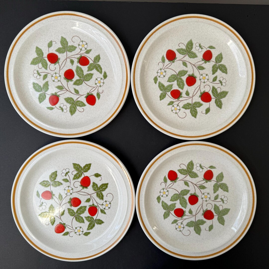 Strwbery Plates Vintage Strawberry Dinner Plates Set of 4 - Etsy