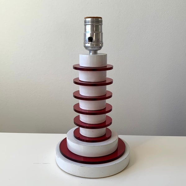 Mid-Century Red & White Table Lamp