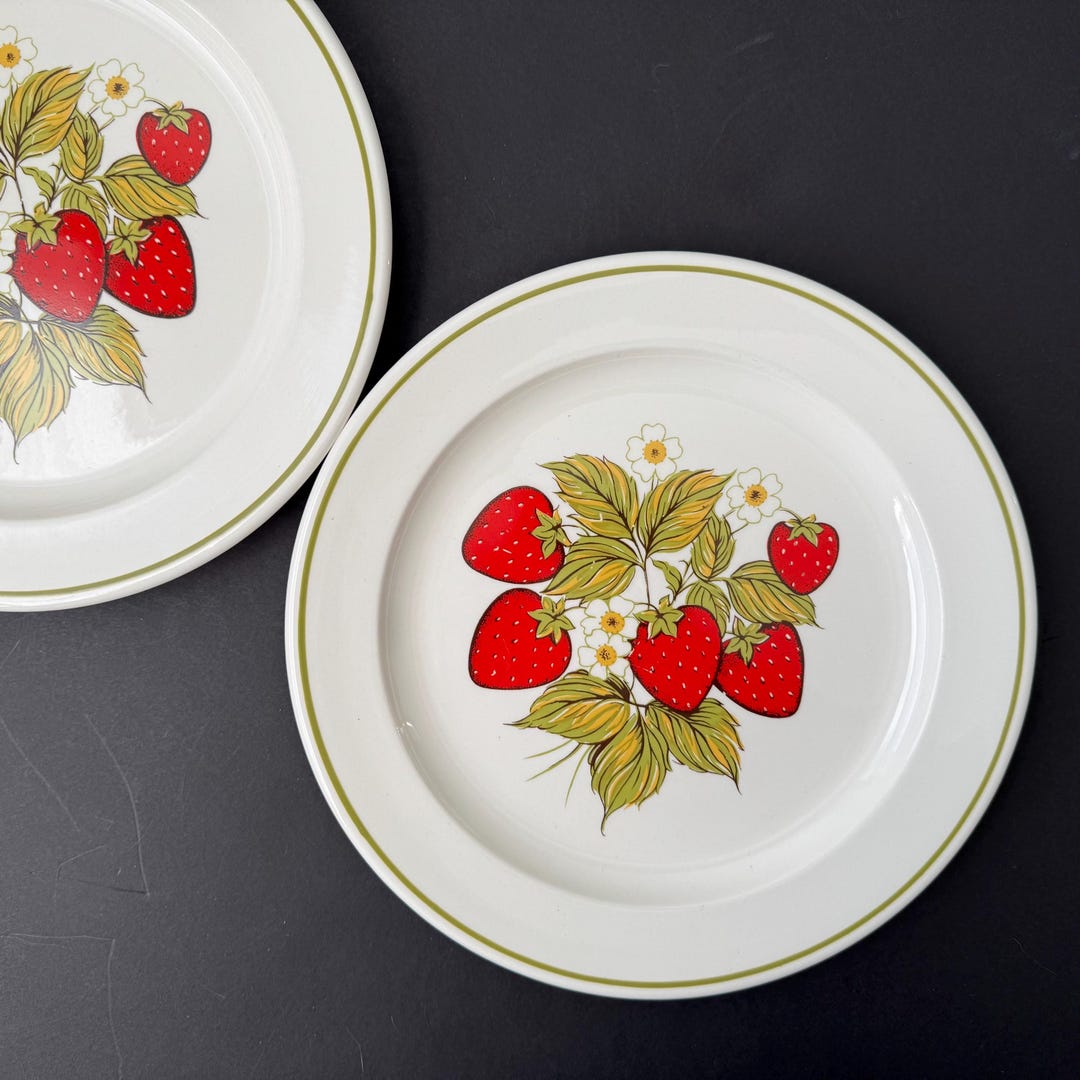 Strwbery Plates Vintage Strawberry Dinner Plates Set of 2 - Etsy