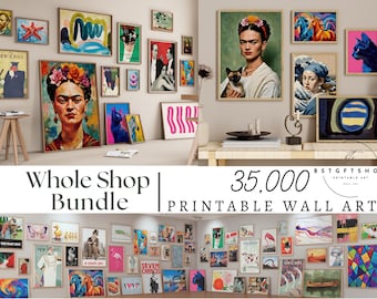 Entire Shop Sale, 35.000 Bundle Printable Wall Art, Eclectic and Maximalist Prints, Gallery Wall Art, Vintage Art, Prints for Home Decor