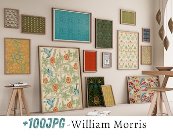 William Morris Art Print - +100 Antique Pattern Art, Vintage Arts Crafts Movement Design - Floral & Ornamental Patterns