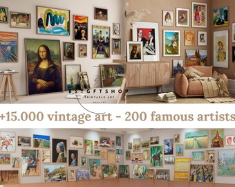 Mega Bundle Vintage Art Prints, 15000 Vintage Art Prints, Antique Wall Art - Digital Download Pack, Large Collection, Maximalist Wall Art