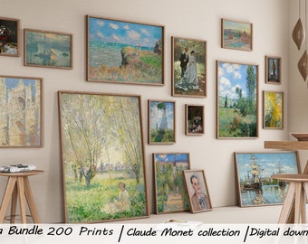 200 MEGA BUNDLE Printable Wall Art, Digital Download for Home Decor, Claude Monet, Vintage Art Print Set, Eclectic Gallery Wall Prints