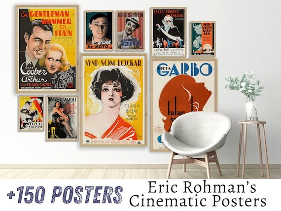 Eric Rohman Cinematic Poster Art Print, Set of +150 Movie Posters, Movie Posters Collection, Cinema Wall Decor, Digital Movie Poster Bundle