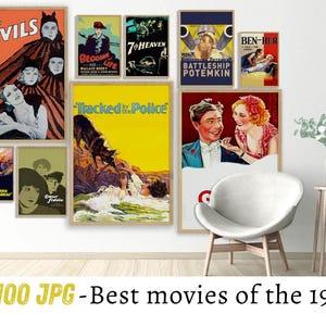 Die besten Filme der 1920er Jahre, Vintage Filmplakat, Retro Kino-Wanddekor, Kinetische Kunst, Filmposter-Bundle, Digitalfilm-Poster-Downloads