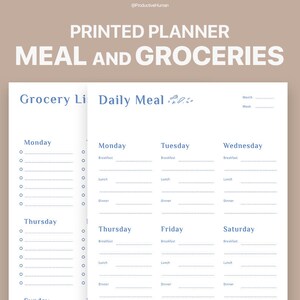 PRINTED Meal Planner Inserts A4 | Shopping List, Grocery List Planner Refill | Menu Planner | Meal Planning
