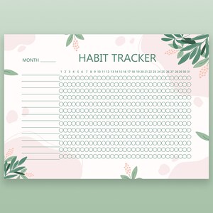 Daily Habit Tracker PRINTABLE, Habit Tracker Bullet Journal, Routine Tracking Habits, Goal Planner, Monthly Tracker, Habit Log, Habit List