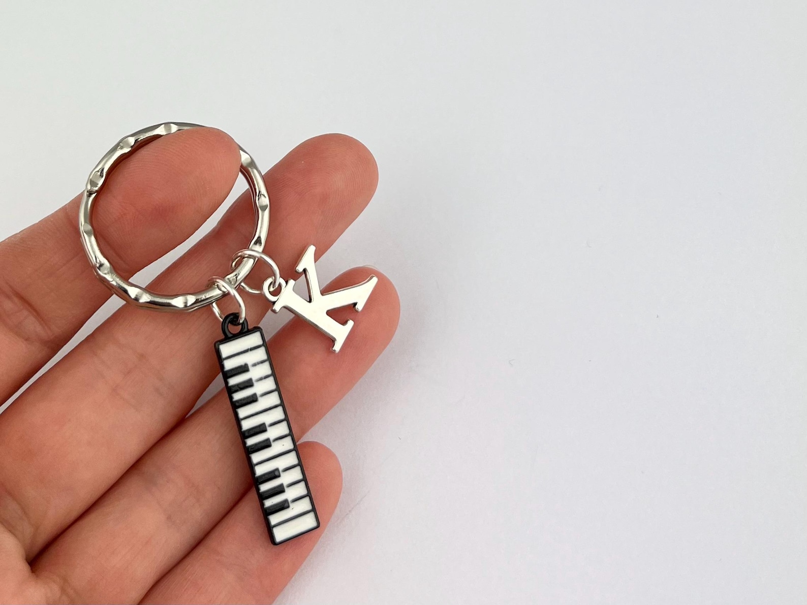 Personalised Piano Keyring With Initial Charm, Keyboard Keychain ...