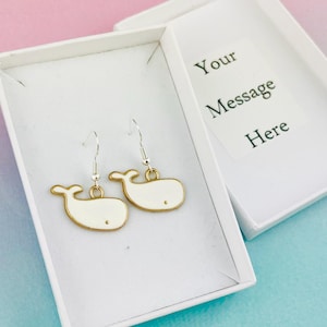 White Whale Earrings, Ocean Jewellery, Animal lover gift, Nautical earrings, nautical jewelry, beluga whale gift for her, mother's day gift