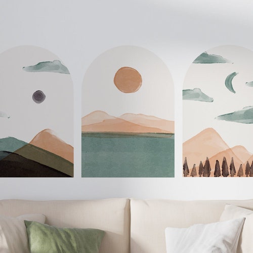 Landscape Boho Wall Arch Decal Boho Wall Art Sticker Etsy