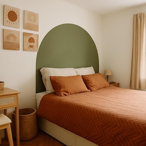 Adesivo da parete ad arco Boho – Decorazione murale facile da applicare – Adesivo da parete per testiera, adesivo da parete per camera da letto per adolescenti, adesivo da parete ad arco rosa cipria, adesivo da parete ad arco sovrapposto